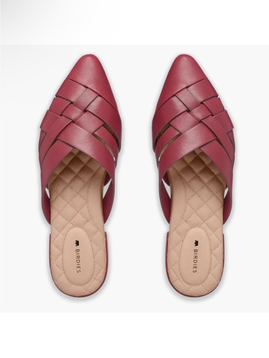 Birdies Shoes - Birdies Woven Pointed Mule in Berry Red